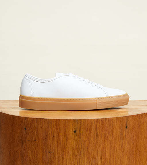 White Leather with Gum Sole