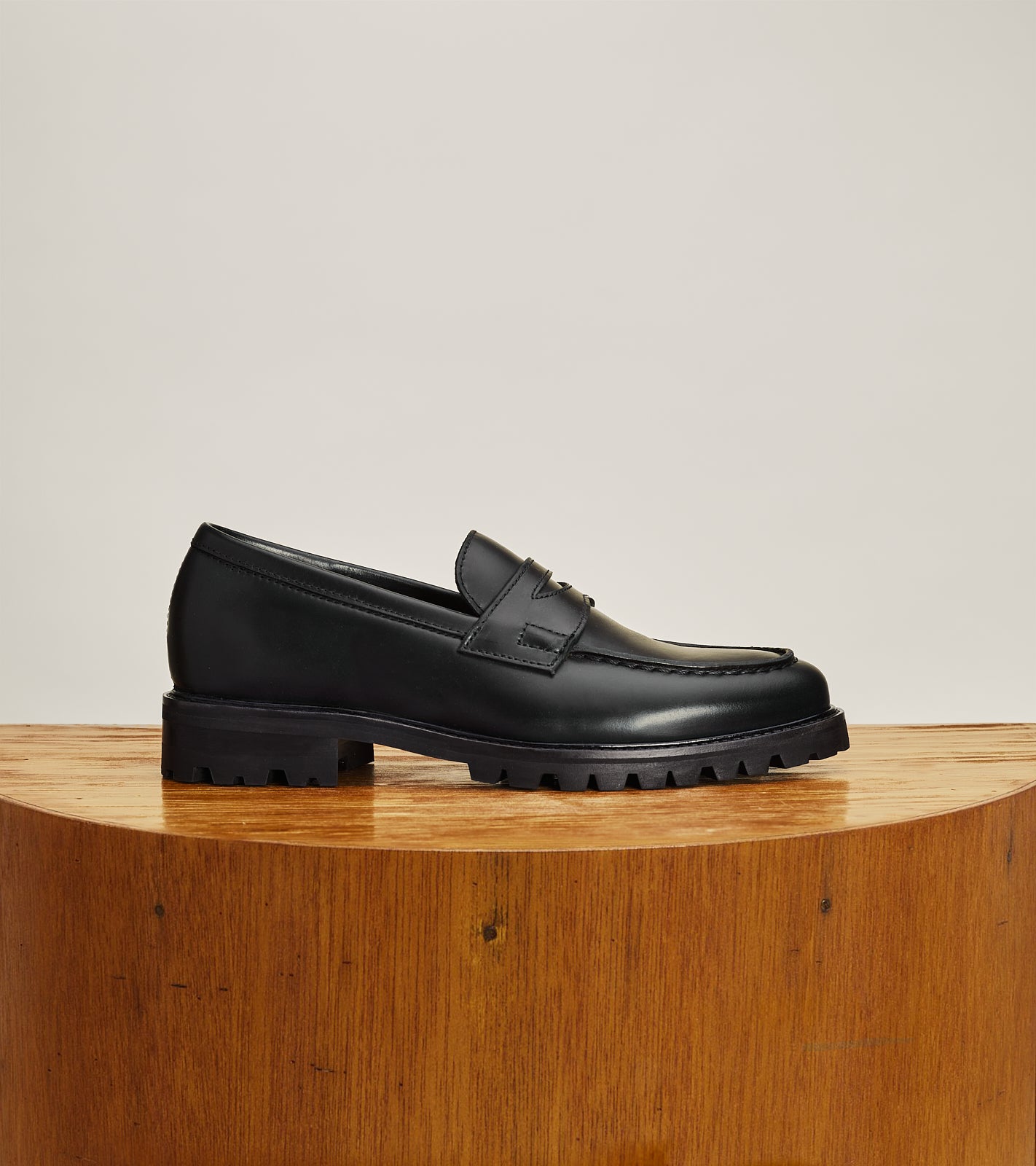 Penny Loafer - Solid Black Leather (Chunky Sole)