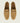 Men's European made tan suede slip-on horsebit loafer dress shoe.