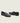 Men's European made black leather slip-on horsebit loafer dress shoe.