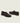 Men's dark brown Italian suede penny dress loafer with brown sole.