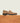 Men's tan brown Italian suede penny dress loafer with brown sole.