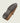 Brown Sole of Men's tan brown Italian suede penny dress loafer.