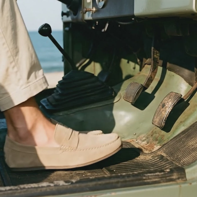 Video of men's Italian leather suede loafers, driving shoes, sneakers and dress shoes