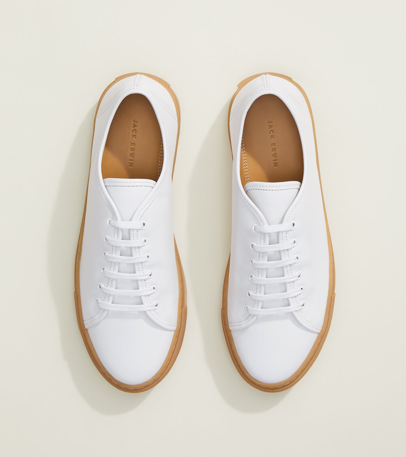 White Leather with Gum Sole